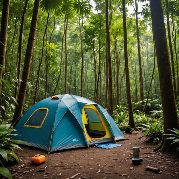 Quels sont les conseils pour camper en toute sécurité en région de forêt tropicale avec des enfants?